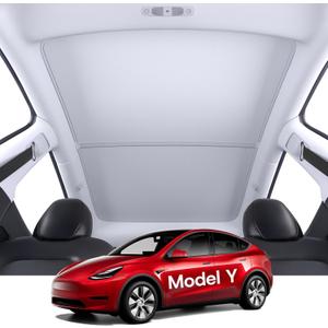 Sunshade Roof for Tesla Model Y Accessories 2025, [Never Sag & No Light Leakage] Magnetic Nano Ice-Crystal Heat Insulation Glass Roof Shade for Model Y 2020 to 2025-2 PCS