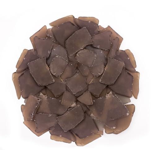 Keedolla 15 Oz Tumbled Sea Glass Decor for Art Crafts, 0.79"- 2" Flat Frosted Bulk Seaglass Pieces Crushed Glass for Vase Filler|Beach Weddings|Home Decor - Amber