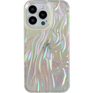 Caseative for iPhone 15 Pro Max Case,Pleated Water Ripple Chrome Wave Pattern Soft Phone Case (Clear)