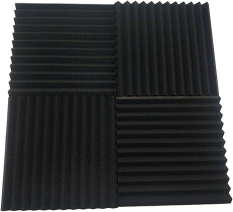 6/12/24Pcs 300x300x25mm Studio Acoustic Foam SoundProofing Acoustic Panel Sound Proof Insulation Absorption Treatment Wall Panel(48Pcs Black)