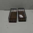 ROSE BLOOM Small Metal Wire Storage Basket, Decorative Wood Base Organizer Bins for Bathroom, Kitchen, Laundry Room, Pantry, Basket for Toilet Paper, Fruits, Spices (2 Pack) (Black - Large)