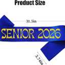 Senior 2026 Sash Set of 10, Royal Blue Graduated Sash with Gold Glitter Letter Senior Class 2026 for Graduation Celebrations Decorations