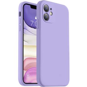 Vooii Compatible with iPhone 11 Case, Upgraded Liquid Silicone with [Flat Edges] [Camera Protection] [Soft Anti-Scratch Microfiber Lining] Phone Case for iPhone 11 6.1 inch - Light Purple