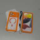 ANTSHARE for iPhone 17 Pro Max Case, Compatible with Magsafe, IP68 Waterproof Case, [Built-in Screen Protector] - 12 FT Military Dropproof - Full Body Heavy Duty Rugged Phone Cover - Orange/Clear