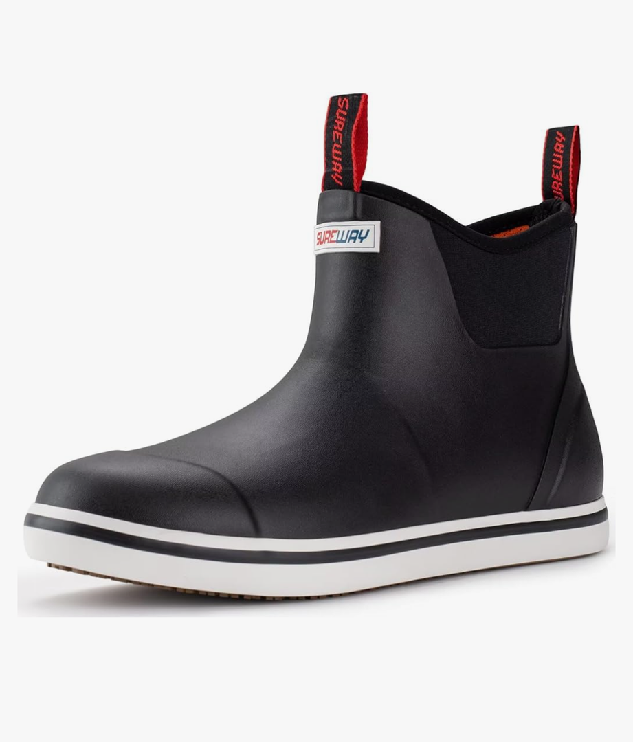 SUREWAY Men's Deck Boots Professional Non-Slip Fishing & Ankle Boating Boot Waterproof Rain Boots, Lightweight Neoprene Rubber Deck Boots, Size 9