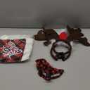 6 PCs Dog Christmas Costume Elk Reindeer Antler Headband Buffalo Plaid Bandana Bow Tie Triangle Pet Scarf Outfit Bib Adjustable Collar Cat Decor Photo Gift Small Medium Dog(Chic Style,Red)