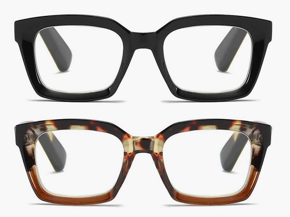 Readers for Women Oprah Style Square Reading Glasses with Spring Hinge Blue Light Blocking for Men Ladies