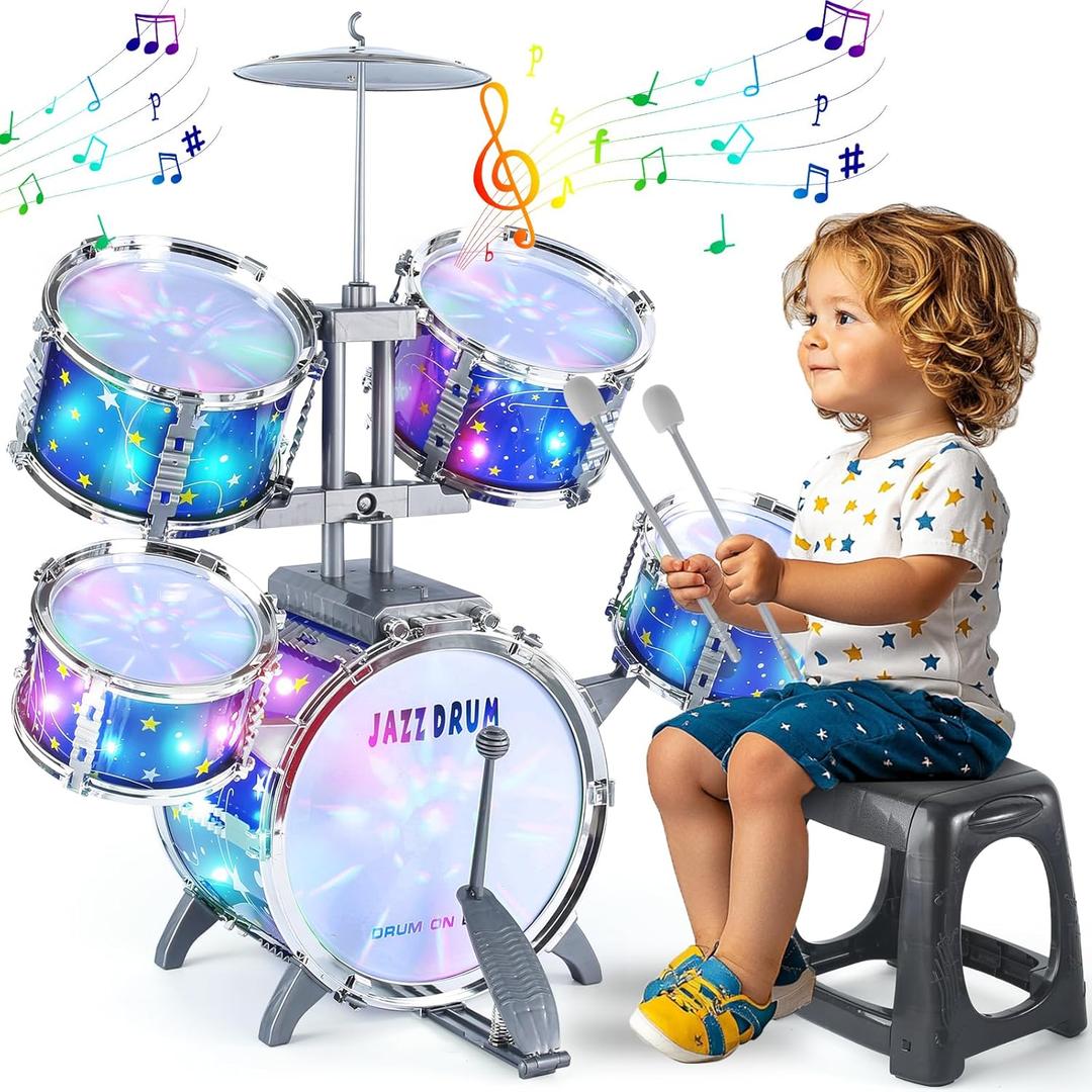 Kids Drum Set for Toddlers 1-3, Kids Jazz Drum Ages 3-5, Star Light up Musical Instrument Toys for Boys Girls 2-5 4-6 5-7 ( All Plastic) Kids Drum Set for Toddlers 1-3, Kids Jazz Drum Ages 3-5, Star Light up Musical Instrument Toys for Boys Girls 2-5 4-6 5-7 ( All Plastic)