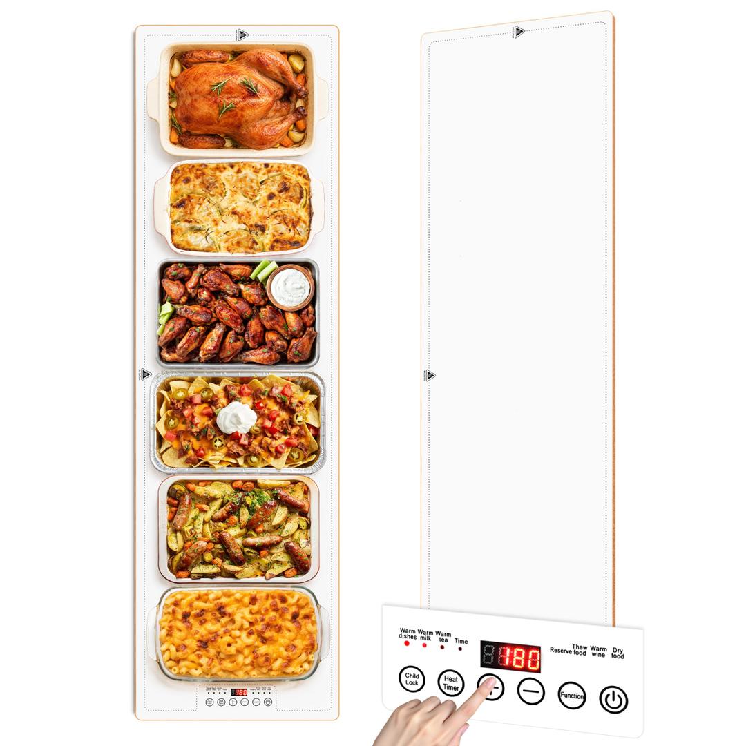 Electric Warming Trays for Buffets Party - 48x14 Inch Food Warmers, Buffet Servers and Warmers - Extra Large Hot Plate with Fast Heating & Adjustable Temp for Restaurants, Events