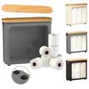 Toilet Paper Storage with Bamboo Lid,Foldable Basket Organizer for Bathroom, Holds 9 Mega/12 Regular Rolls, Waterproof Toilet Paper Holder Storage with Non-Slip Base,Gray