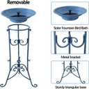 Multifunctional Solar Bird Bath for Outside, Metal Birdbath Stand and Solar Fountain Bird Bath Bubbler Combo Set, Solar Birdbaths for Outdoors Garden Lawn Yard DecorBlue