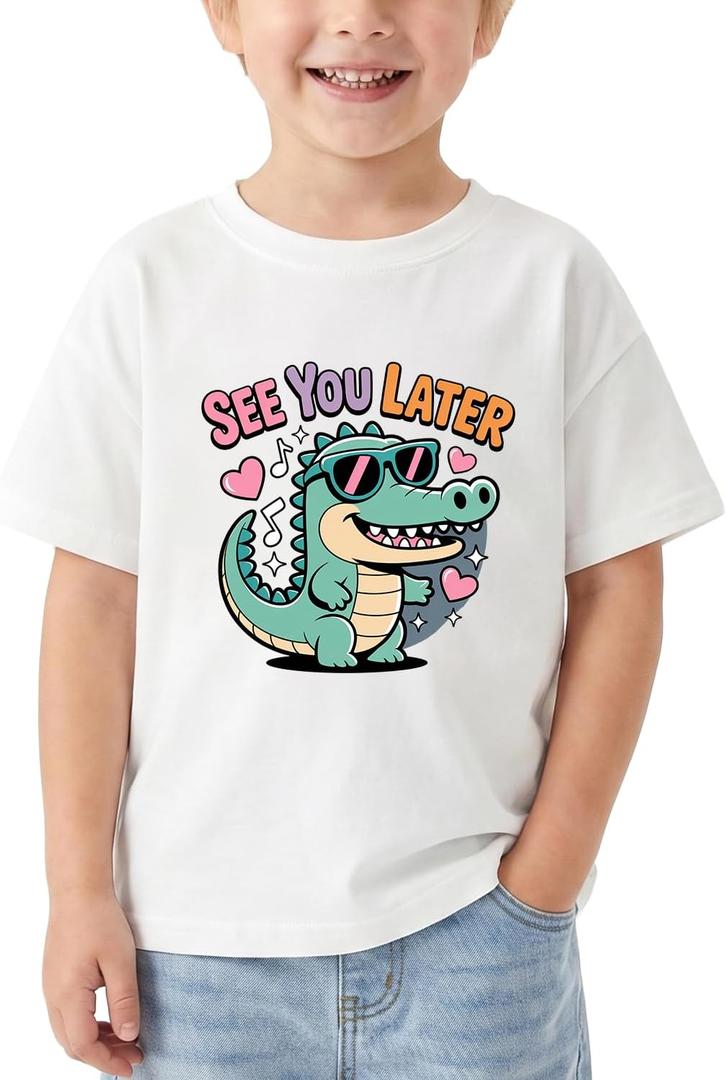 Happy Funny Last Day of School T-Shirt for Kids Toddler Girls Boys Short Sleeve Tee Cotton 2-8T (White)