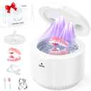 45kHz Ultrasonic Retainer Cleaner Machine, 200ML Dental Deep Cleaning Pod for Dentures, Aligners, Invisalign, Mouth Guards, Night Guards, Jewelry, Toothbrush, 5/10/15 Mins Timer (White)