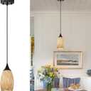 ANYLOVE Vintage Art Brown Pendant Lighting,1-Pack Hand Glass Hanging Light Fixture,Adjustable Cord for Kitchen,Hallway,Dining Room
