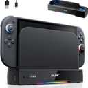 Cooling Fan for Nintend0 Switch 2 Dock  Dual High-Speed Fans, 3-Speed Adjustment, RGB Lighting, Ultra-Quiet, USB Powered, Wall-Mountable with Anti-Slip Base for Switch 2