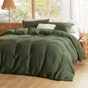 Bedsure 100% Muslin Cotton Duvet Cover Queen Size - Ultra-Soft Gauze Duvet Cover, PureWoven Breathable & Lightweight Bedding Set with Zipper Closure and Corner Ties (Olive Green, Queen, 90"x90")