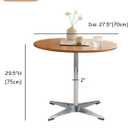 Round Modern Solid Wood Dining Table Dining Furniture with Crossed Metal Base, Brown Wood Small Table for Office Small Coffee Table for 2-4, 27.6inch Wide, 27.6"L x 27.6"W x 29"H