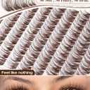 Brown Lash Clusters Kit Spider Cluster Eyelash Extensions Kit Fluffy Wispy Individual Lash Extensions 10-16MM CC Curl Clear Band Eyelash Clusters with Bond and Seal Lash Glue and Applicator