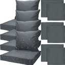 Mindsoft 4 Set Patio Cushion Covers Replacement Water UV Resistant Outdoor Cushion Slipcovers with Zipper Chair Seat Covers for Outdoor (24 x 21.3 inches24 x 24 x 4.7 inches,Dark Grey)