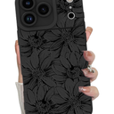 MZELQ for iPhone Air Case 2025 Case, Silicone Sunflower Floral Flower Cute Pattern, Camera Protection Soft Slim Shockproof for Girls Women -Black