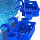 Poolside-Storage-Basket-Pool-Accessories-Above-Ground, Swimming Pool Hanging Storage Bar Table Shelf, Poolside Storage Cup Holders, Organize Drinks & Towels(2 Pack)