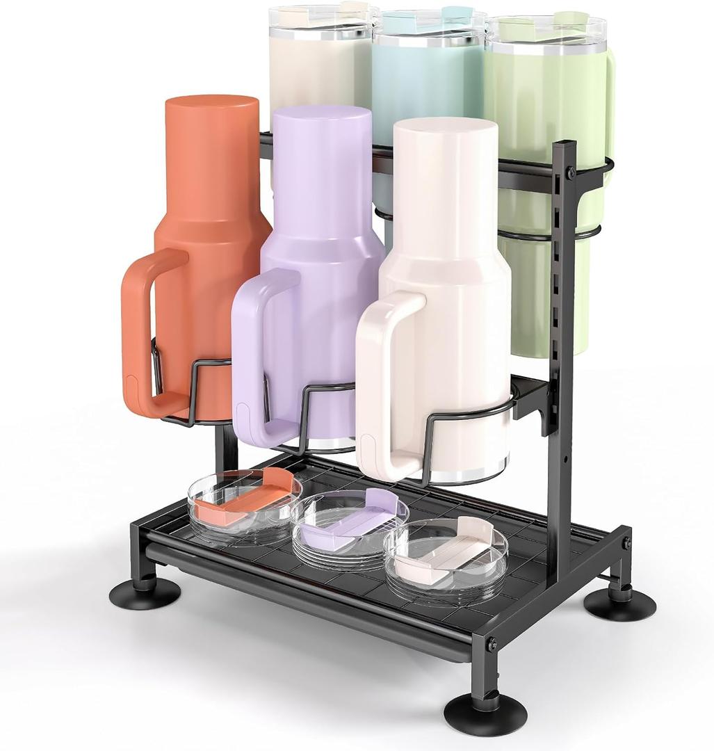 Water Bottle Organizer Holder for 40 Oz 30 Oz,Cup Organizer for Kitchen Cabinets,Adjustable Height Tumbler Organizer,Stanley Cup Accessories and Cup Accessory Storage Rack (black)