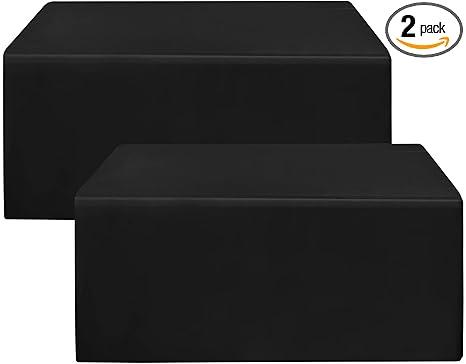 Fitted Black Tablecloths, 2 Pack Rectangle Table Cloths, Table Cover for Trade Show, Craft Show, Parties, Birthday, Wedding