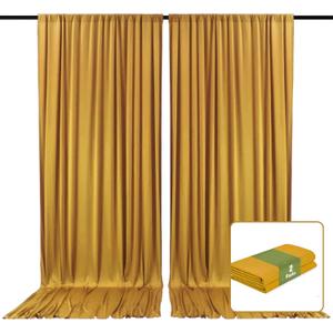 2 Panels Gold Backdrop Curtain, 10 x 10 Feet Background Curtains for Parties, Weddings, Baby Showers, Bachelorette Halloween, Christmas Birthday Party Photoshoot Backdrop Curtains Decorations