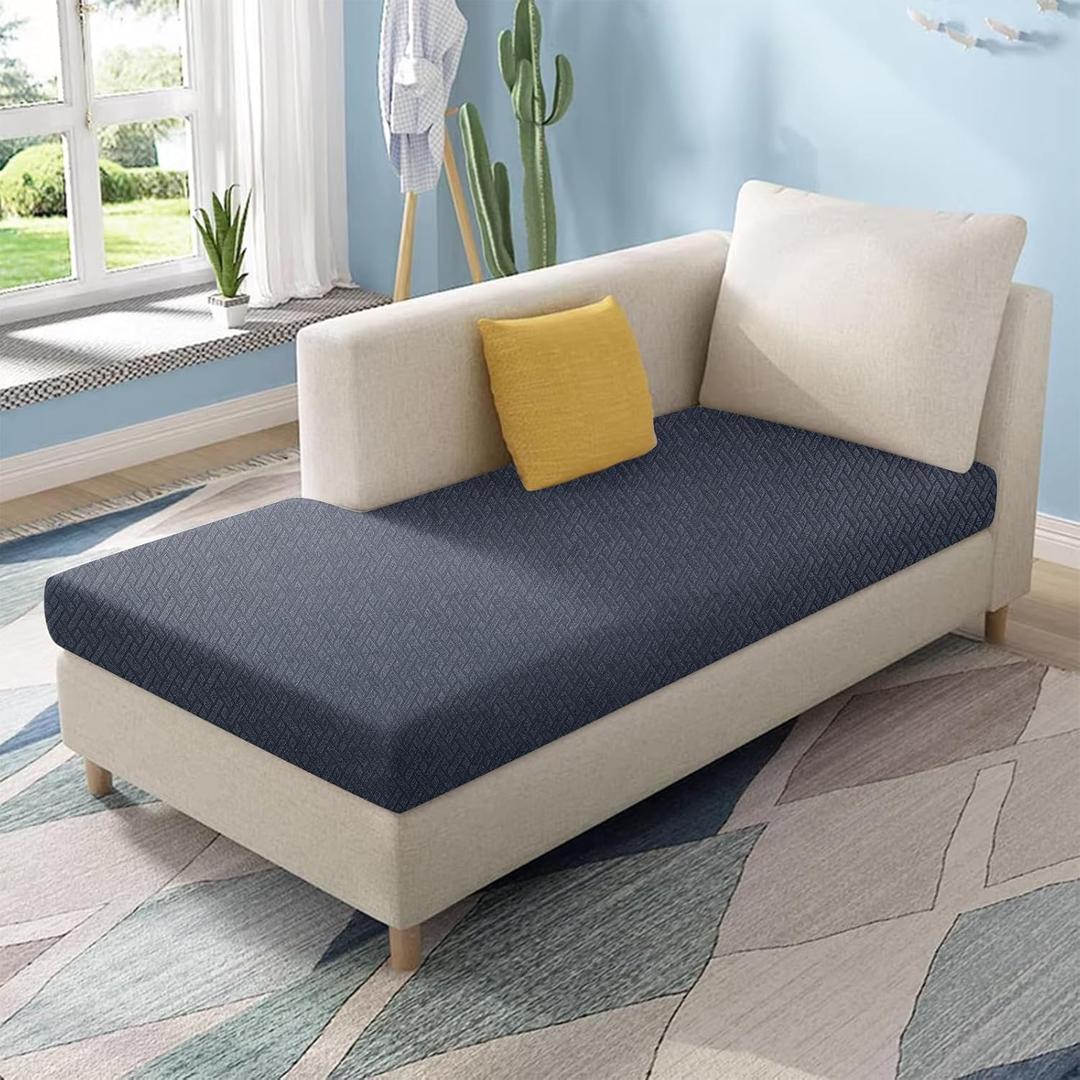 FUANGUI Waterproof Couch Cushion Covers, Magic Sofa Covers Washable Universal, Thick Stretch Sofa Slipcovers, Sofa Cover for Pets Dogs Friendly with Elastic Bottom(XL Chaise Cover, Dark Gray)