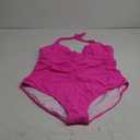 B2prity Women's Plus Size One Piece Swimsuit Tummy Control Ruched Slimming Bathing Suit Halter V Neck Swimwear (Hot Pink) 18W