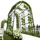 Garden Arch Trellis, 7.5FT Extra Tall Polyethylene-Coated Stainless Steel Garden Trellis for Climbing Plants, Vegetables, Flowers, Outdoor Pergola Arbor Wedding Party Decoration, Cucumber Trellis, Gar (7 horizontal pipe, Black)