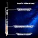 Fountain Pen Retractable: 0.38mm Blue&black Ink Transparent Barrel Includes 5 Refillable Ink Cartridges, Medium Nib Transparent Barrel for Smooth Writing No Leaking (Dark blue)