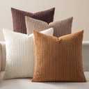 EMEMA Brown Decorative Throw Pillow Covers for Couch Bed Livingroom 18x18 Inch Set of 4 Boho Farmhouse Corduroy Striped Square Pillow Case,Western Modern Cushion Covers Home Decor