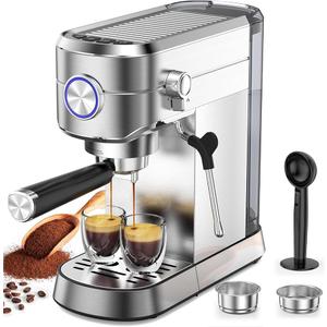 COWSAR Espresso Machine,Expresso Coffee Machines,Espresso Maker with Milk Frother Steam Wand & 40oz Removable Water Tank，Stainless Steel Compact Cappuccino & Latte Machine
