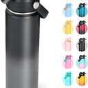 Fijinhom 24oz Insulated Stainless Steel Water Bottle, Wide Mouth Double Wall Vacuum, Silicone Straw, Sweat & Leak Proof, BPA Free Insulated Water Flask for Travel, Keep Cold 24h Hot 12h, Grey