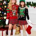 westwolf 5-14 Years Girl Sequin Ugly Christmas Knitted Sweaters for Kids (11-12 Years, F-green Black Red)