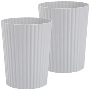 JiatuA Small Trash Can Plastic Wastebasket Round Garbage Container Bin for Bathroom, Kitchen, Bedroom, Home Office, College Dorm, Grey 2 Pack
