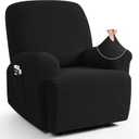 TAOCOCO Recliner Cover 4-Pieces, Recliner Stretch Sofa Slipcover, Recliner Cover 1 Seat, Couch Protector Soft, Furniture Protector Covers with Elastic,Chair Covers Jacquard Pattern (Black) (1 Seat, Black)