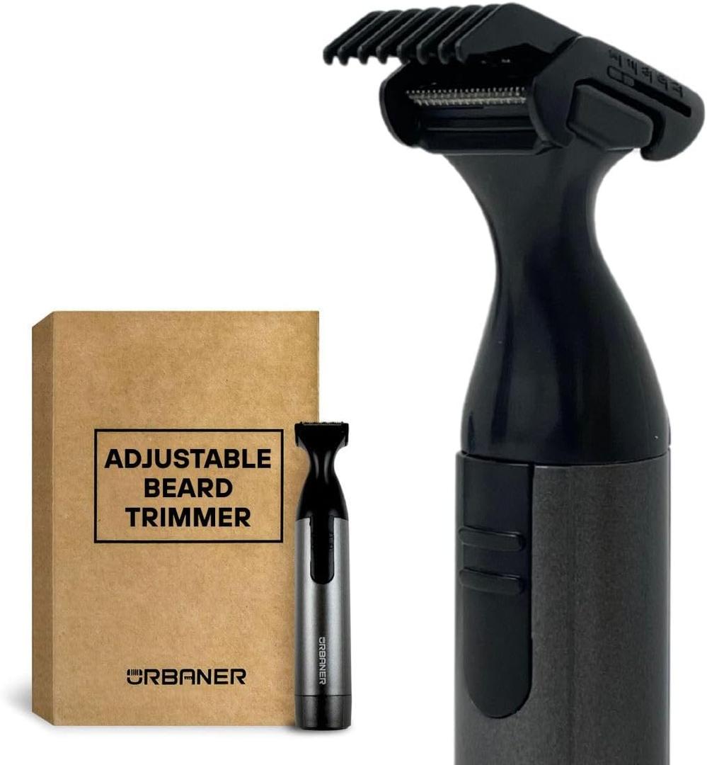 URBANER Adjustable Beard Trimmer for Men, Mustache Edger, Battery Operated, Waterproof Beard Trimmer Cordless, Portable Clipper for Travel Grooming, Gift for Men, Gifts MB-042