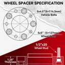 Richeer 1.25 inch 5x4.5 to 5x5 Hubcentric Wheel Adapters for JK Wheels on TJ YJ KK SJ XJ MJ, 4PCS 5x114.3 to 5x127 Wheel Adapters 71.5mm Hub Bore 1/2 Thread Pitch