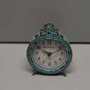 NIKKY HOME Antique Table Clock Silent Non-Ticking, Small Shelf Desk Top Clock Battery Operated Rustic Distressed Design, Shabby Chic Home Decor for Fireplace Mantel, Desktop, Countertop- Green