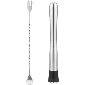 tifanso Muddler for Cocktails, 10" Muddler and Long Handle Bar Cocktail Mixing Spoon, Stainless Steel Stirrer, Bar Accessories Tools for Mojitos Fruit Drinks