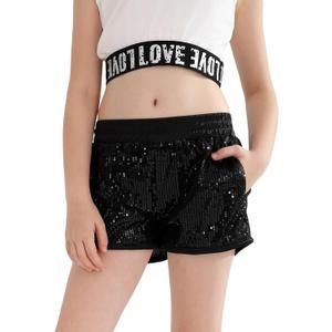 Girls Sequin Shorts High Waist Sparkly Rave Loose A Line Hot Pants (8-9 Years)