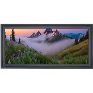 15x27 inch Picture Frame Solid Wood Black Panoramic Photo Frame,Suitable for Poster/Painting/Group Photo/Puzzle (A23B1527)