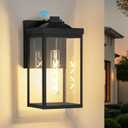 Dusk to Dawn Outdoor Wall Light Fixtures with Photocell Sensor, Front Porch Lights Waterproof, Black Exterior Wall Mount Sconce with Clear Glass for Garage Patio House, E26, OS-JJ249-BK-1PK (1-Pack, Medium)