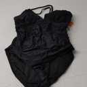 Charmo Tummy Control One Piece Swimsuits for Women Ruched Bathing Suits Strappy V Neck Monokini (Large, #1a Black)