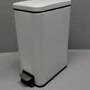 Slim Bathroom Trash Can with Lid Soft Close, 1.6 Gallon Stainless Steel Garbage Can with Removable Inner Bucket, Durable Step Pedal, Small Trash Bins for Toilet, Bedroom, Kitchen, Office (White)