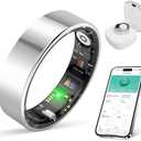 BIEMHA Smart Ring with Sleep Apnea Monitoring, No APP Subscription, 10-Day Battery Life, Stress/Heart Rate/Women's Health Tracker, Android & iOS Compatible (Silver, 8)