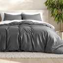 Bare Home Bedding Duvet Cover Queen Size - Premium 1800 Super Soft Duvet Covers Collection - Lightweight, Cooling Duvet Cover - Soft Breathable Bedding (Queen, Grey) (04 - Grey (No Comforter))