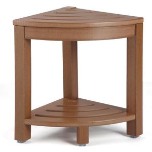 HDPE Corner Shower Stool,Shower Bench Seat with Storage Shelf for Shaving Legs Plastic Spa Bath Step Foot Rest for Bathroom Small Place (Teak)